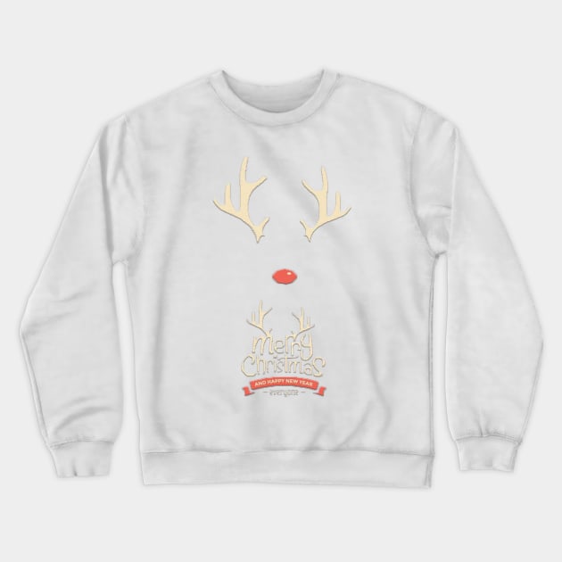 RUDOLPH MERRY CHRISTMAS - HAPPY NEW YEAR Crewneck Sweatshirt by JMPrint